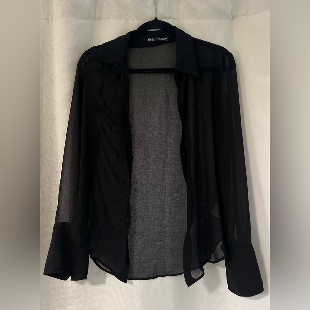 ZARA button down black top